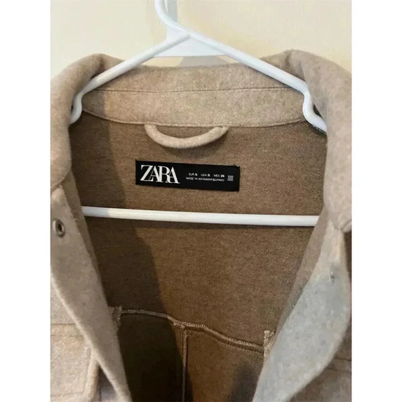 Zara Women's Brown 100% Polyester Drop-Sleeve Shacket Size S Casual - Picture 4 of 6